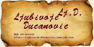 Ljubivoje Ducanović vizit kartica